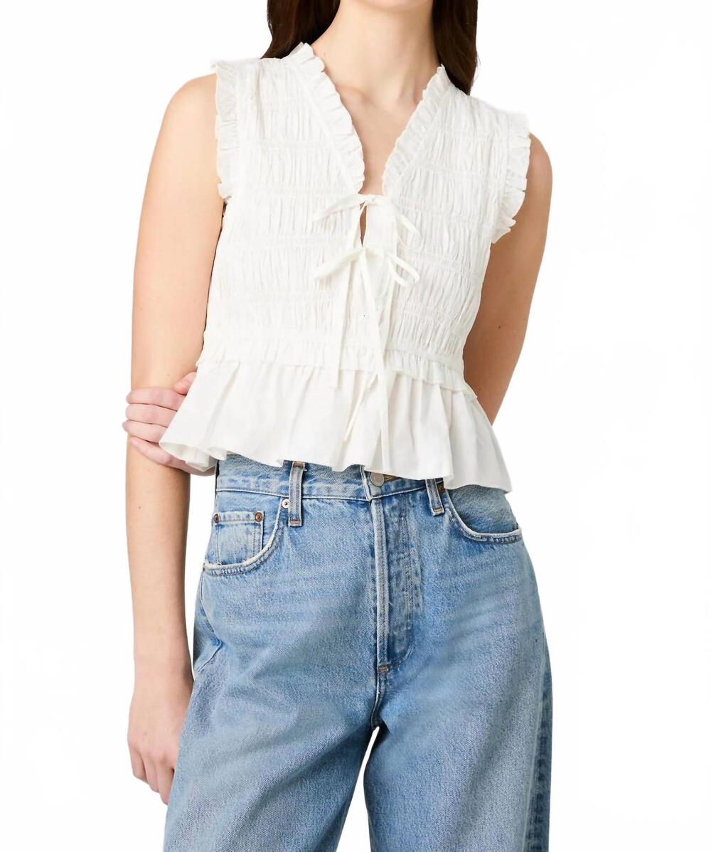 NEW FRENCH CONNECTION rhodes flutter sleeve top in summer white